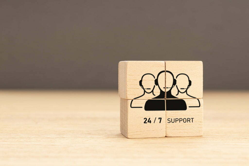 24-7 Customer support concept.