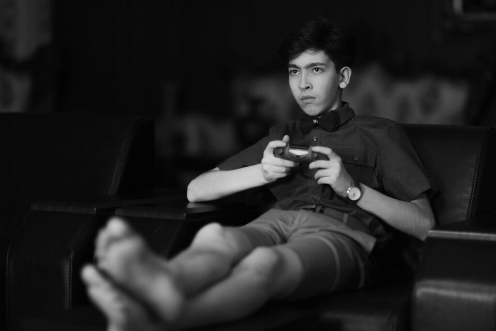 a man sitting on a couch