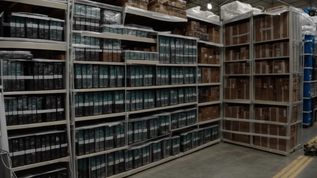 boxes of various sizes are neatly arranged inside a spacious, illuminated storage unit.