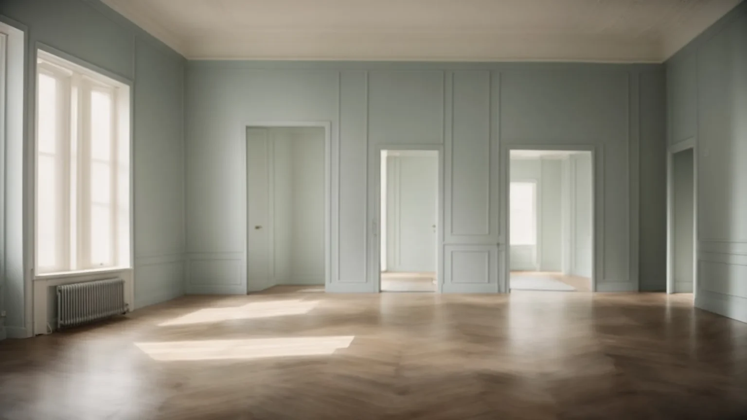 a room with walls freshly painted in a calming, uniform color, showing no signs of drips or streaks, exuding an air of professionalism and meticulous attention to detail.