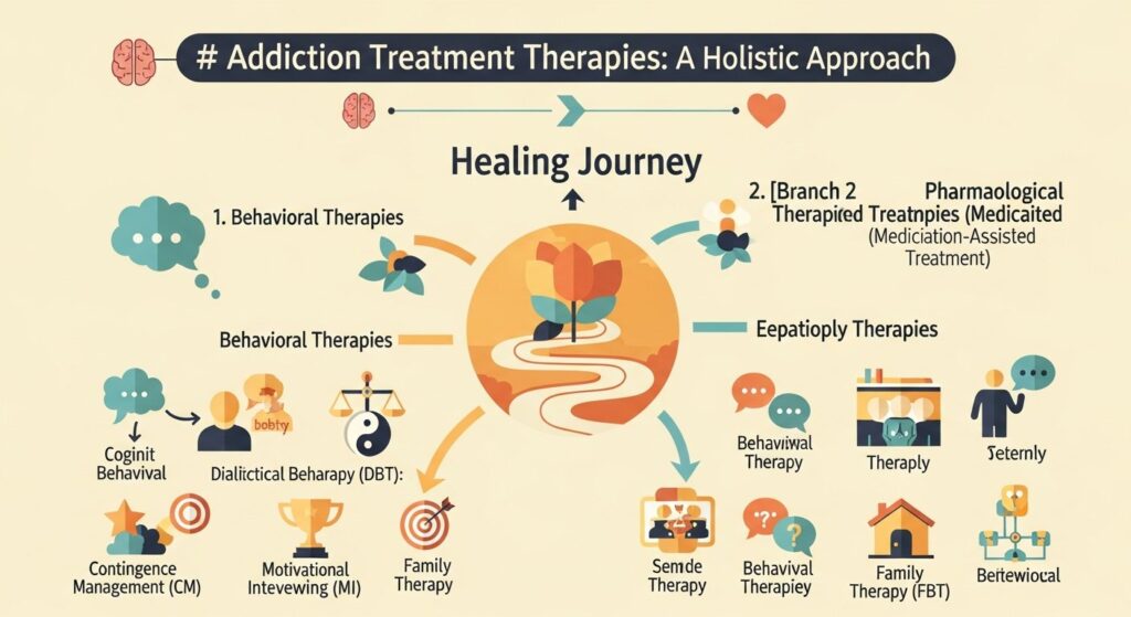addiction treatment therapies — featured illustration