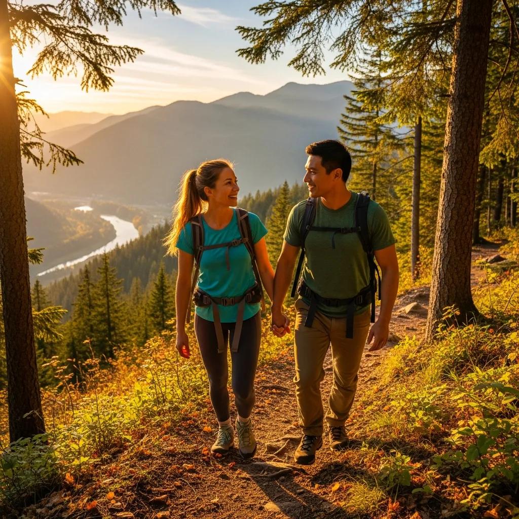 Couple hiking together, reinforcing the importance of shared activities in building relationship connections